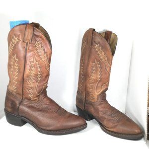 Abilene Western Men's Leather Cowboy Mid-Calf Boots Vibram Brown Size 11